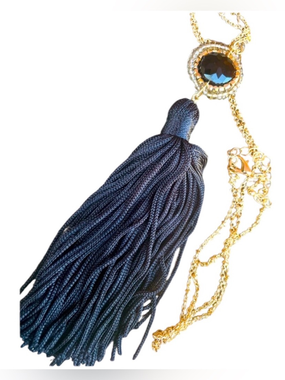 🔴 Black and Gold Seed Bead Tassel Necklace